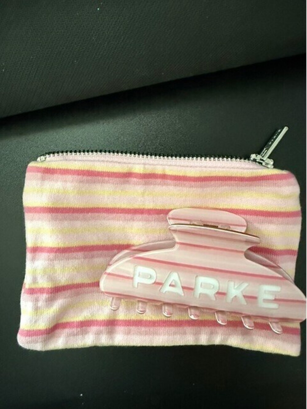NWT Parke claw clip It's a girl striped